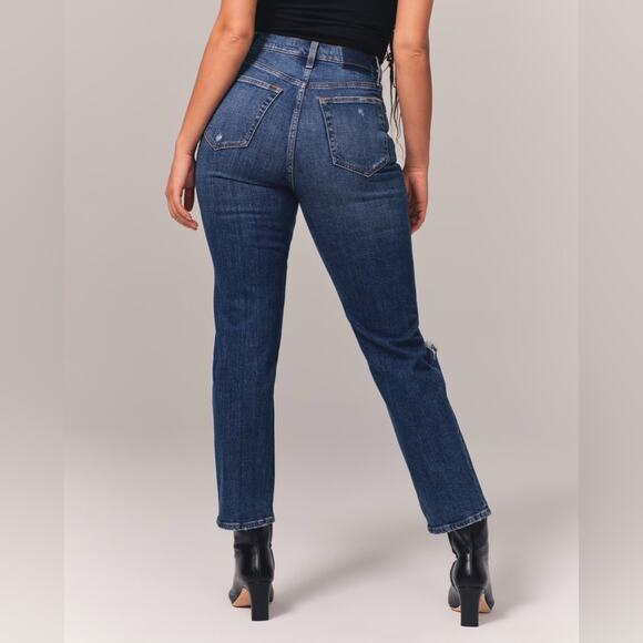 Abercrombie & Fitch A&F Ultra high rise ankle straight jeans size curve love - Picture 2 of 8